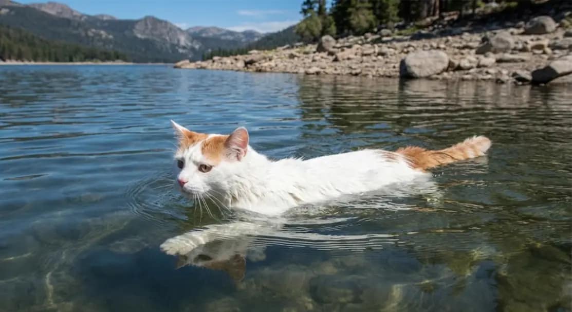 Turkish Vans in water summing