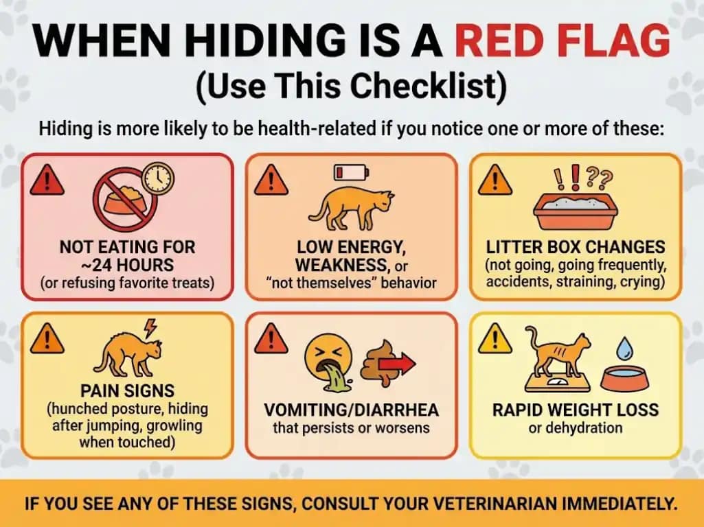 cat hiding red flags
