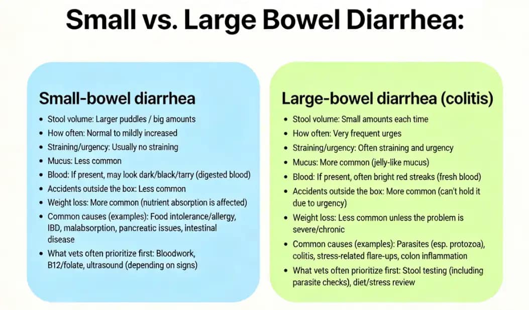 Small vs. Large Bowel Diarrhea in Cat