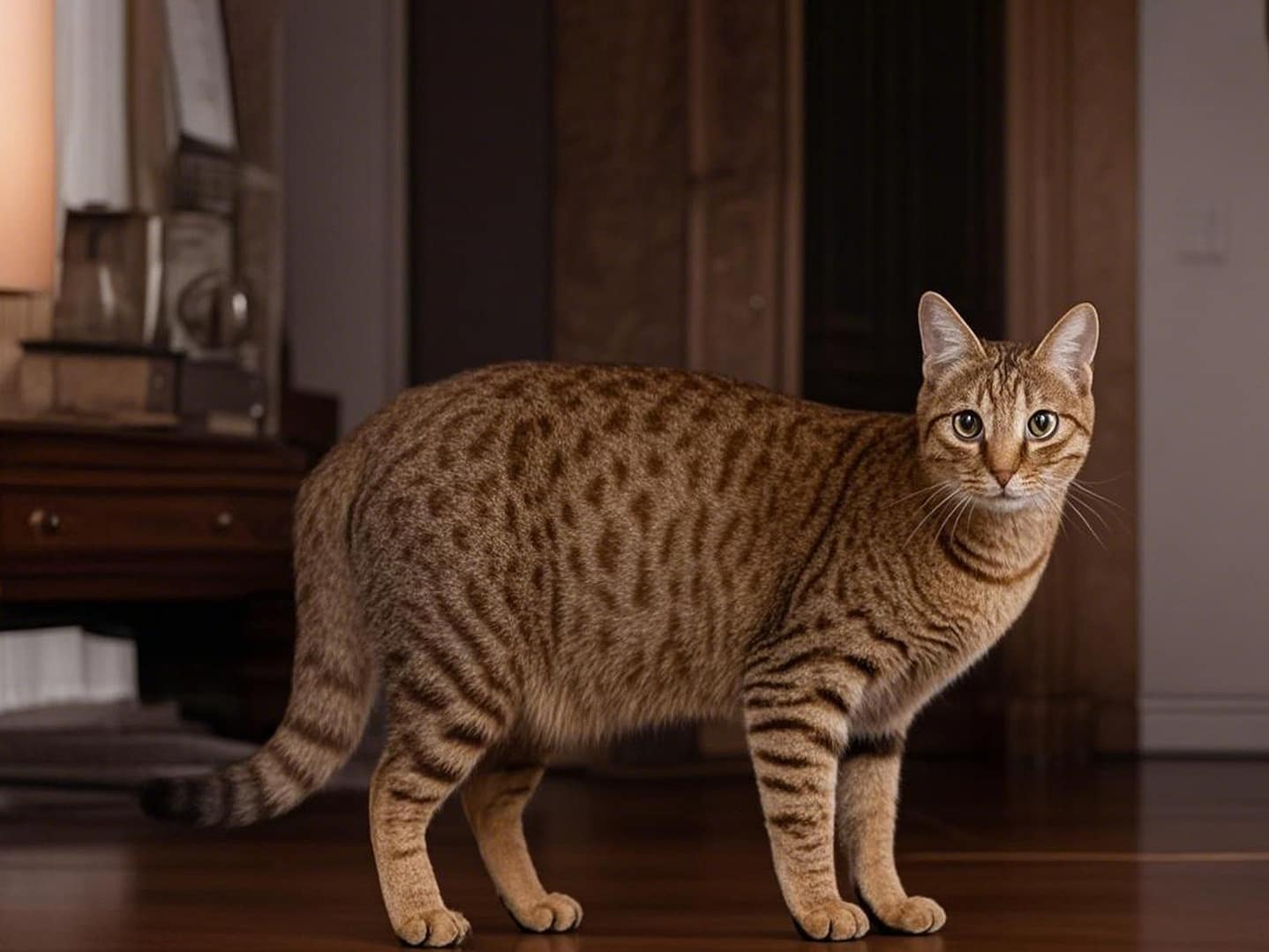 Ocelot standing in the bedroom
