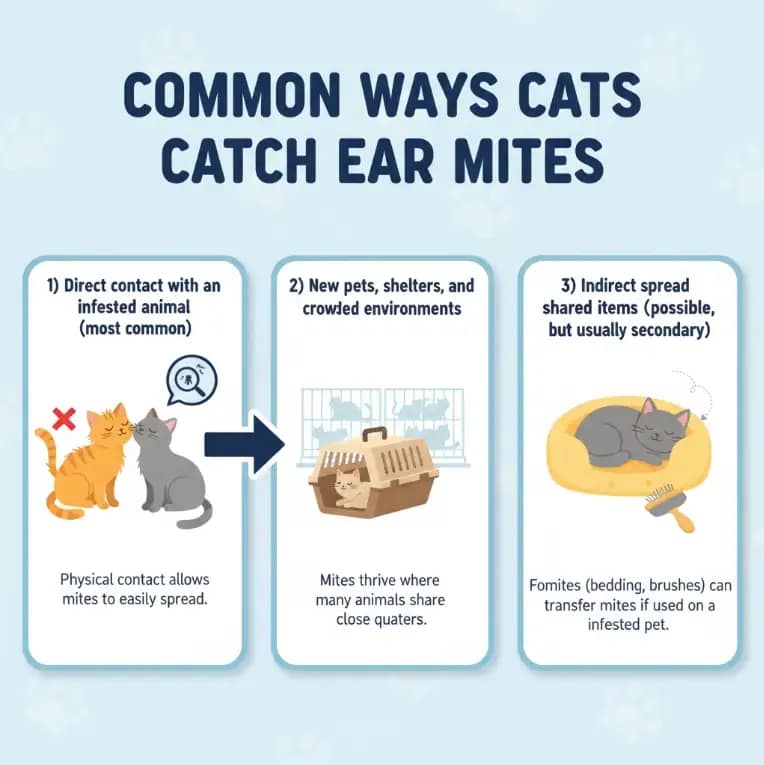 common ways cats catch ear mites
