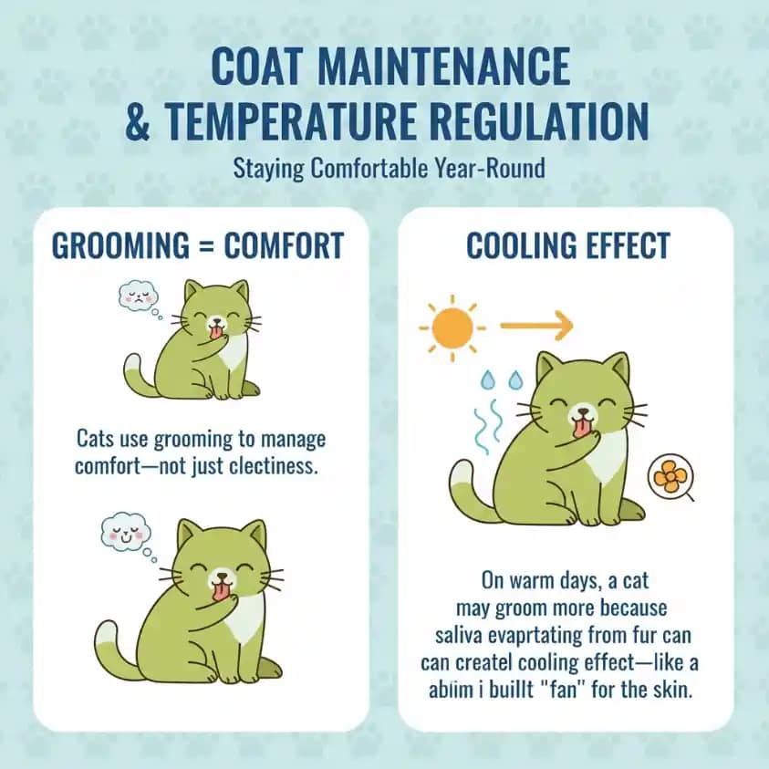 Cats use grooming to manage comfort