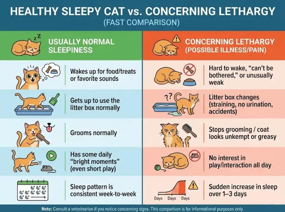 Healthy sleepy cat vs. concerning lethargy