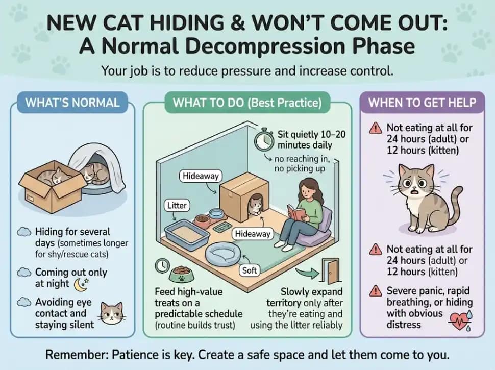 New Cat Hiding and Won’t Come Out