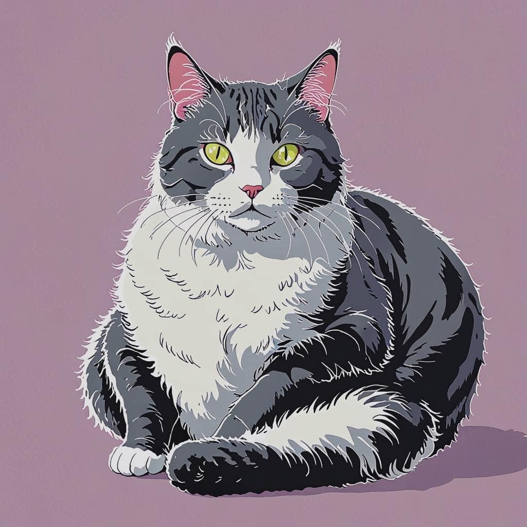 Cat is pregnant and about to give birth, with a big and round belly