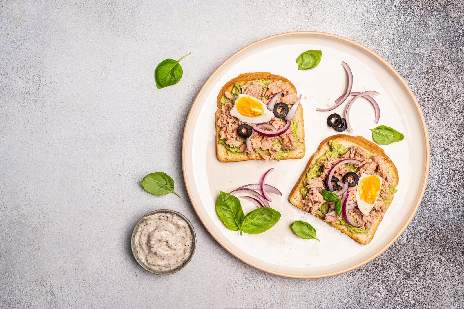 Open sandwiches with canned tuna