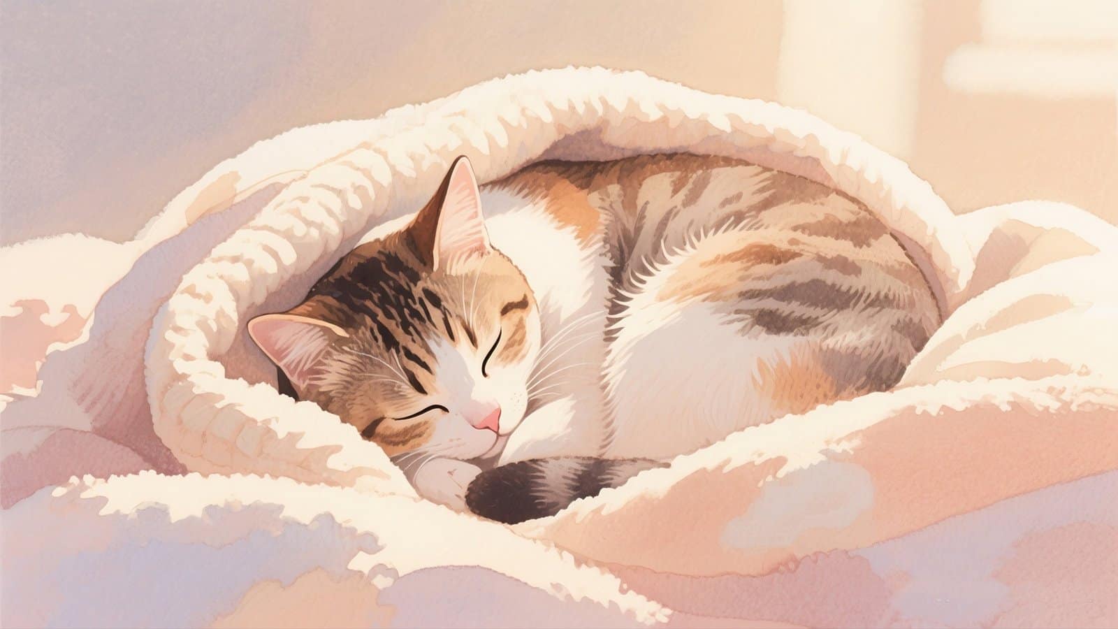 Orange and white tabby cat stretched out asleep on a wooden floor, showing a comfortable sleeping pose in warmer temperatures.